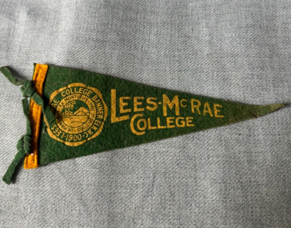 Vintage Lees-McRae College Felt Pennant Banner Elk NC Green Gold